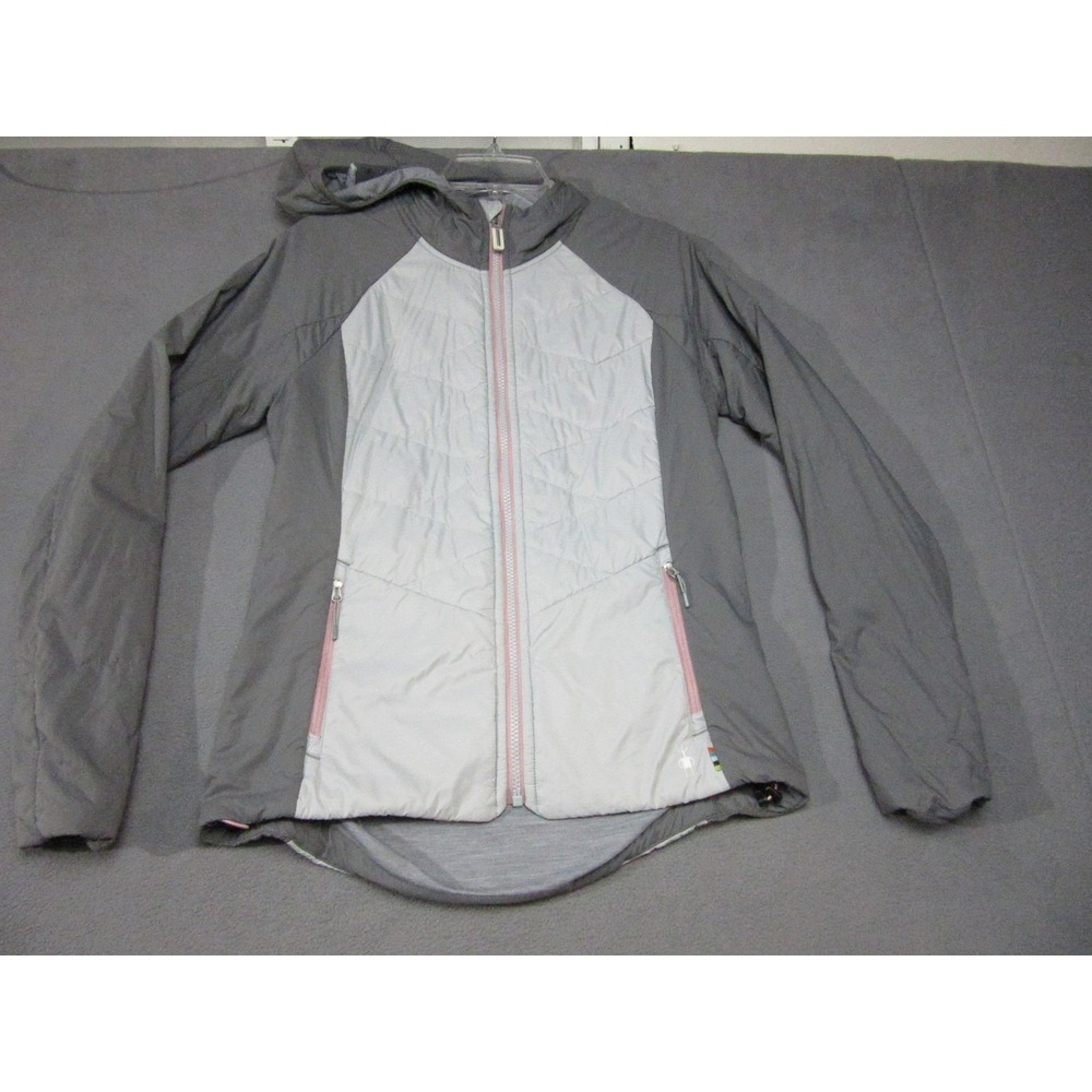 Smartwool Jacket Womens Medium Gray Merino Wool Hooded Full Zip Hiking Trail